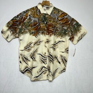 Denim Republic Vintage 90s NWT! Safari Artsy Animal Button Shirt Women Size  L